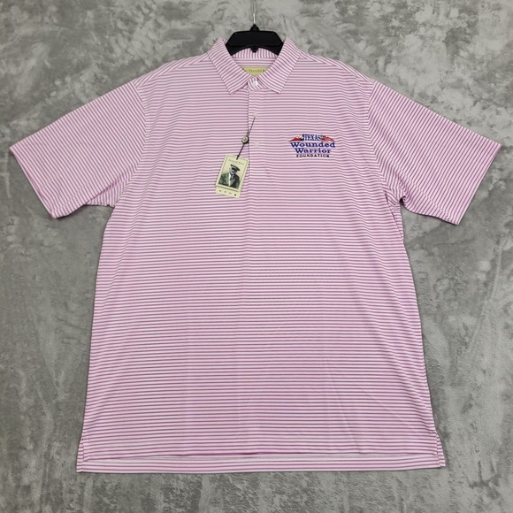 Donald Ross Other - Donald Ross Golf Polo Purple White Striped Performance Men's Large Logo (NWT)